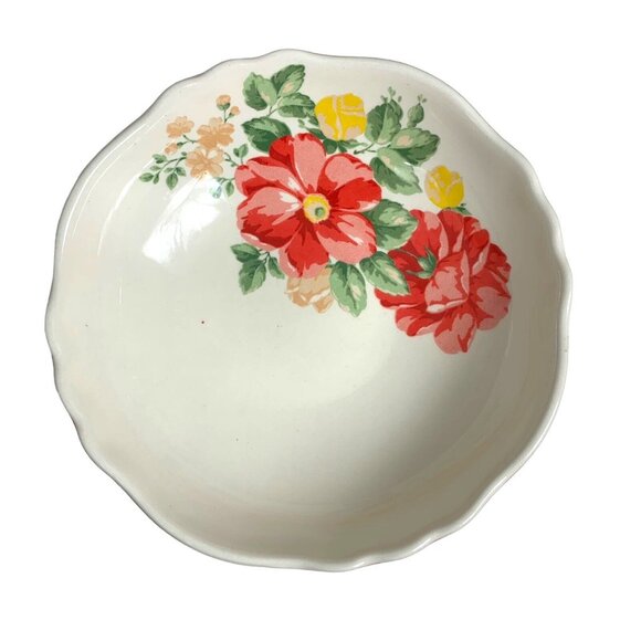 Pioneer Woman Pasta Bowl 7.5 Inch Red White Floral Print - Picture 1 of 5